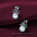 Zircon Sterling Silver Natural Freshwater Pearl Earring Stud